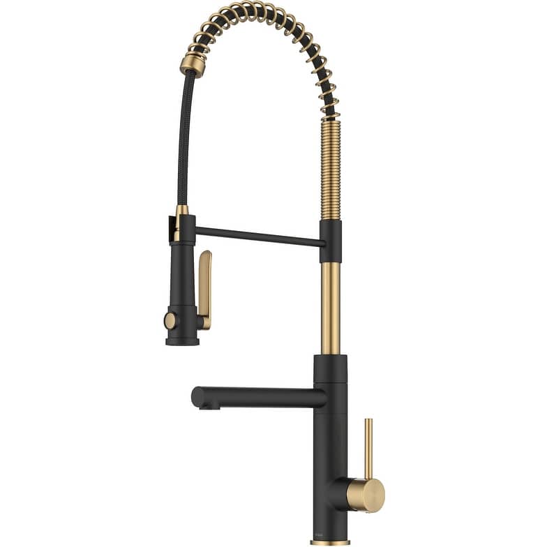 Kraus KPF-1605 Artec Pro 1.8 GPM Single Hole Pre-Rinse Pull Down - Spot Free Brushed Brass / Matte Black