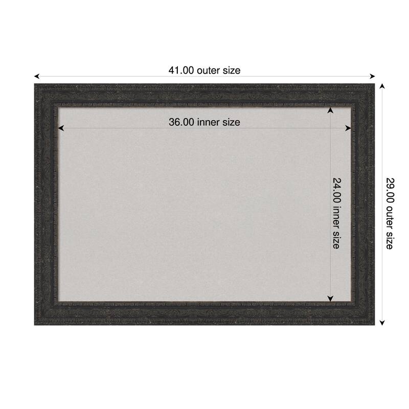 Attic Aged Black Wood Framed Cork Board - Bulletin Board, Organization Board, Pin Board - Grey - 41 x 29 in