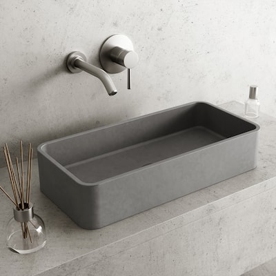 VIGO Palazzo 24"L x 11"W x 5"H Concreto Stone Rectangular Bathroom Vessel Sink