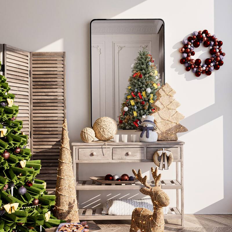 Wall Mount Bathroom Rectangle Vanity Mirror (Horizontal/Vertical) - 30x48 - Black