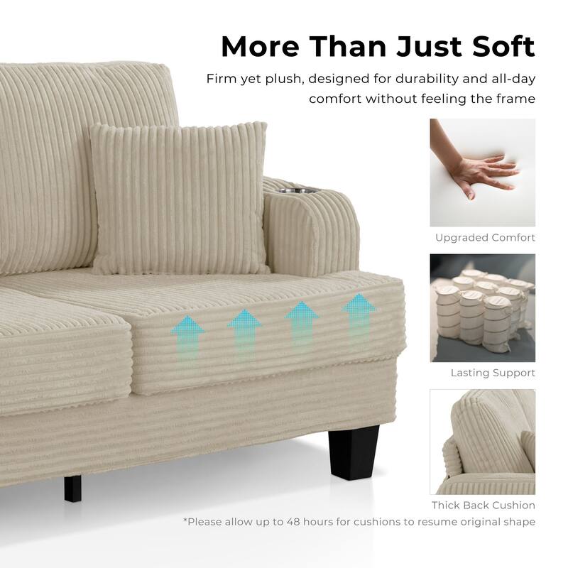 Furniture of America Xenia Modern 2-Piece Chenille Sofa Set with Cup Holders and USB Ports