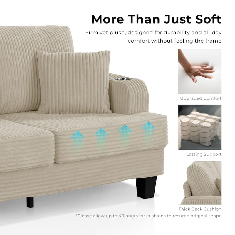 Furniture of America Xenia Modern Chenille Loveseat with Cup Holders