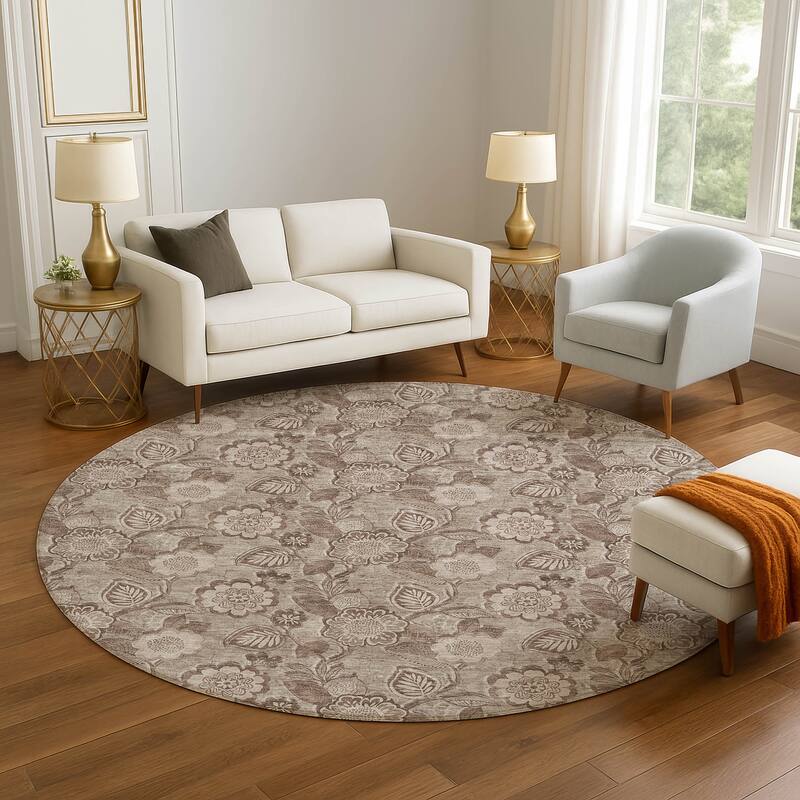 Premium Washable Super Soft Traditional Mayfield Rug - Brown - 8' x 8'