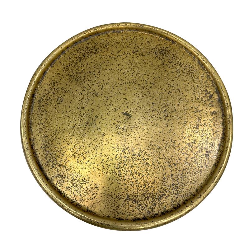 12 in. Antique Brass Round Metal End Table, Sturdy Build End Side Table for Living Rooms