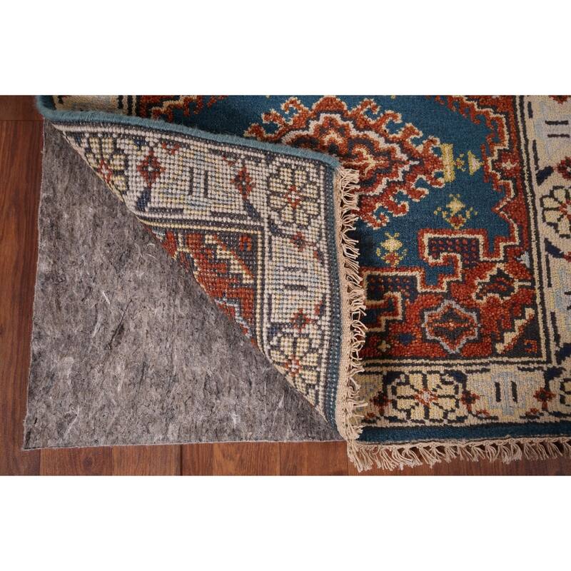 Blue Geometric Viss Oriental Runner Rug Handmade Wool Carpet - 2'6"x 7'10"
