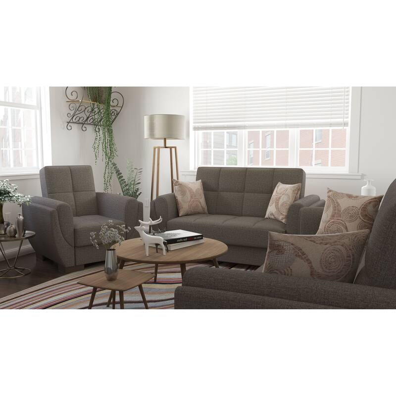 Collection Upholstered Convertible Loveseat With Storage