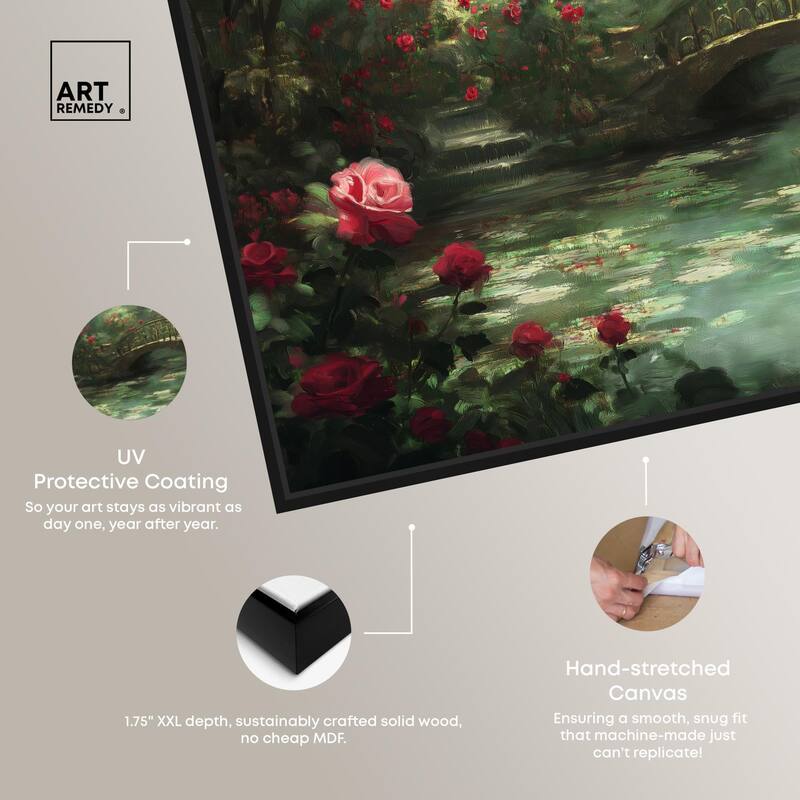 Rose Garden Bridge Canvas by Art Remedy