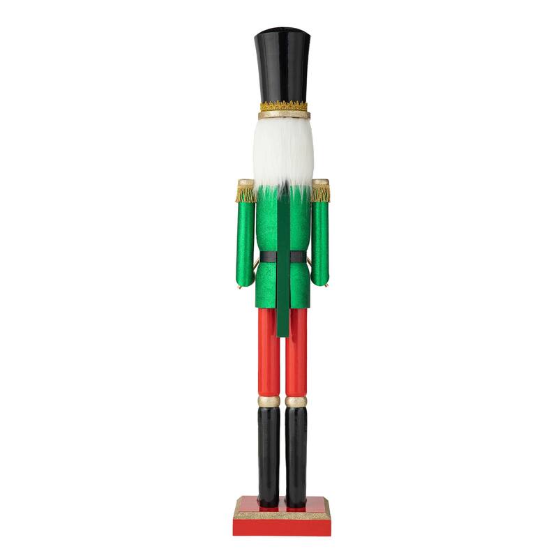 Glitzhome 54"H Wooden Christmas Glitter Nutcracker Indoor Porch Decor