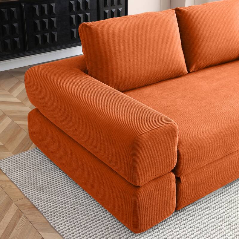 Multi-Functional Folding Sofa Bed Convertible Floor Sofa Couch Lounge Sofa Orange Sleeper Sofa Couch with Pillows