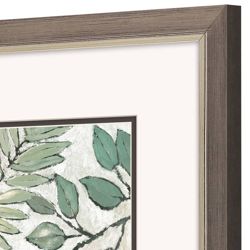 HomeRoots Set Of Two Green Botanical Silver Framed Wall Art