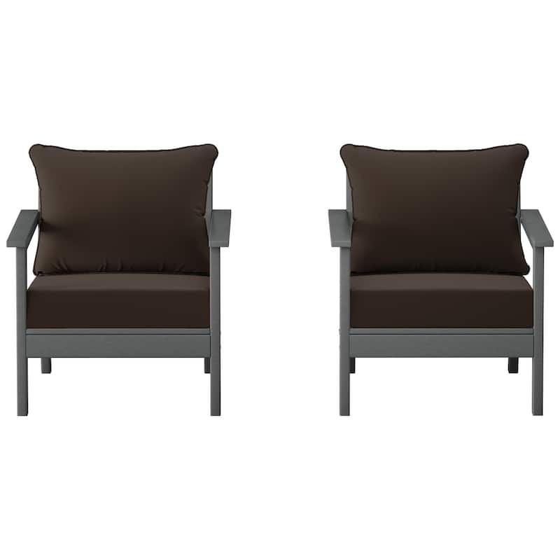 Birchwood All Weather HDPE Outdoor Patio Gray Deep Seating Conversation Set With Cushions (2-Piece)