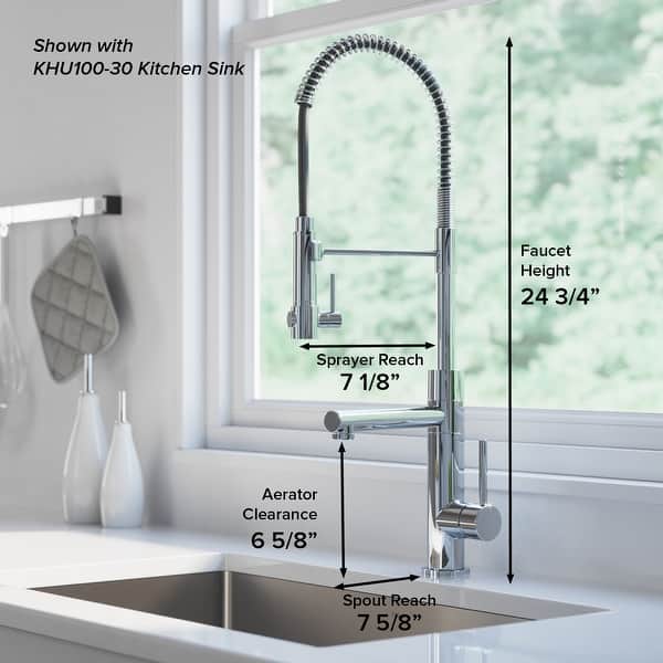 dimension image slide 3 of 5, Kraus Artec 2-Function Commercial Pulldown Pot Filler Kitchen Faucet