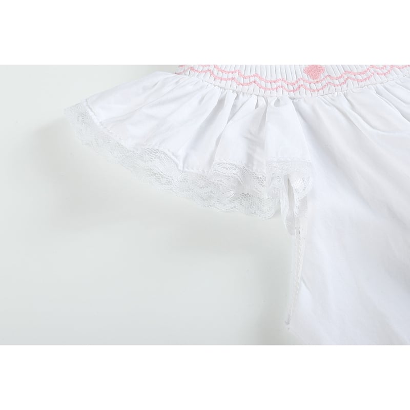 Lil Cactus White and Pink Cross Bishop Dress