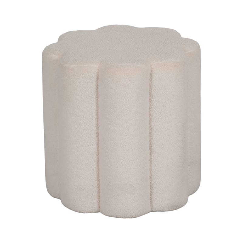 Sagebrook Home's White Petal Shaped Boucle Ottoman - MDF and Velvet Blend, 18-inch - 18" x 18" x 18" - White