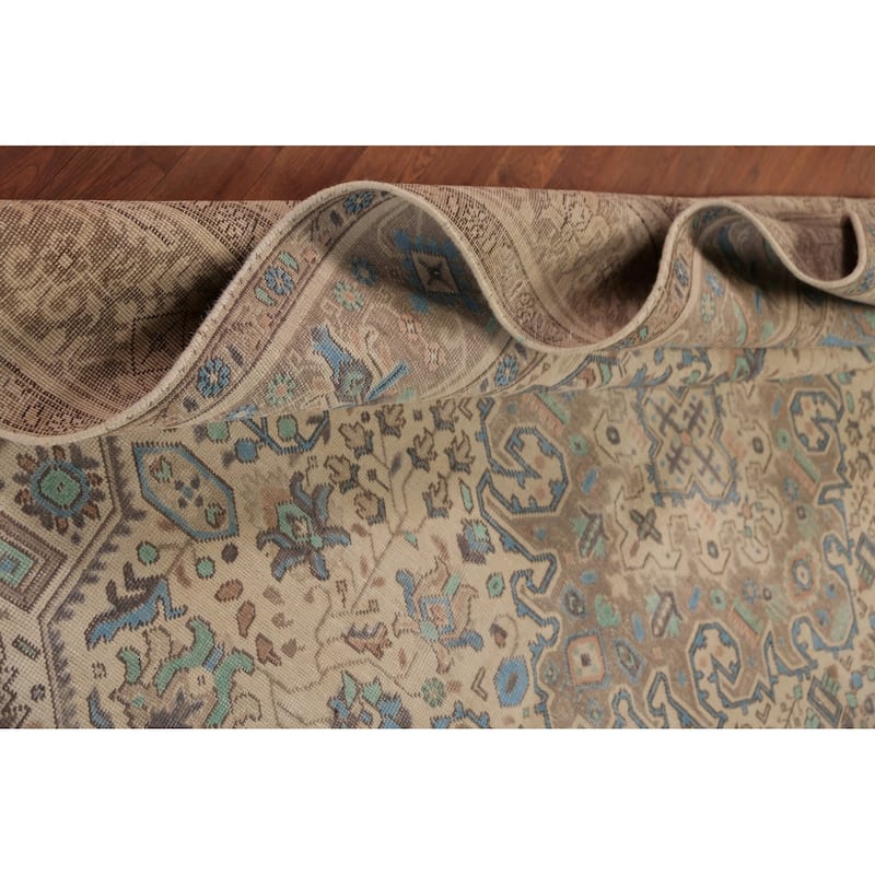 Tabriz Persian Area Rug Hand-Knotted Oriental Beige Wool Carpet - 8'0"x 10'6"