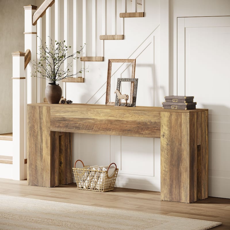 71-Inch Console Table for Entryway, Farmhouse Sofa Table Behind Couch, Wood Entrance Accent Table