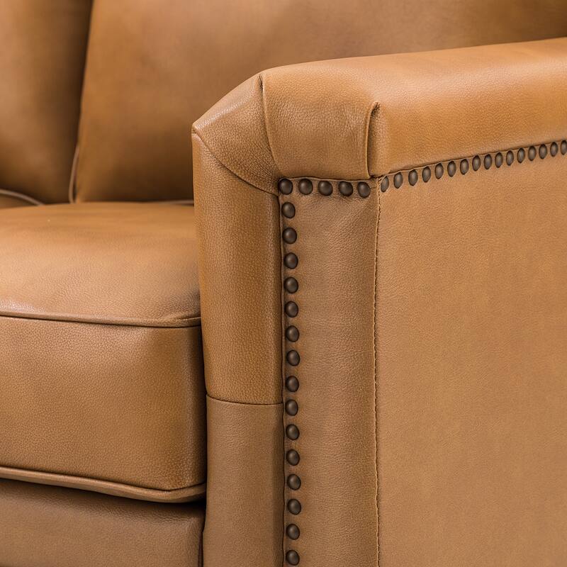 Irene Transitional Sofa with Nailhead Trim and Solid Wooden Legs