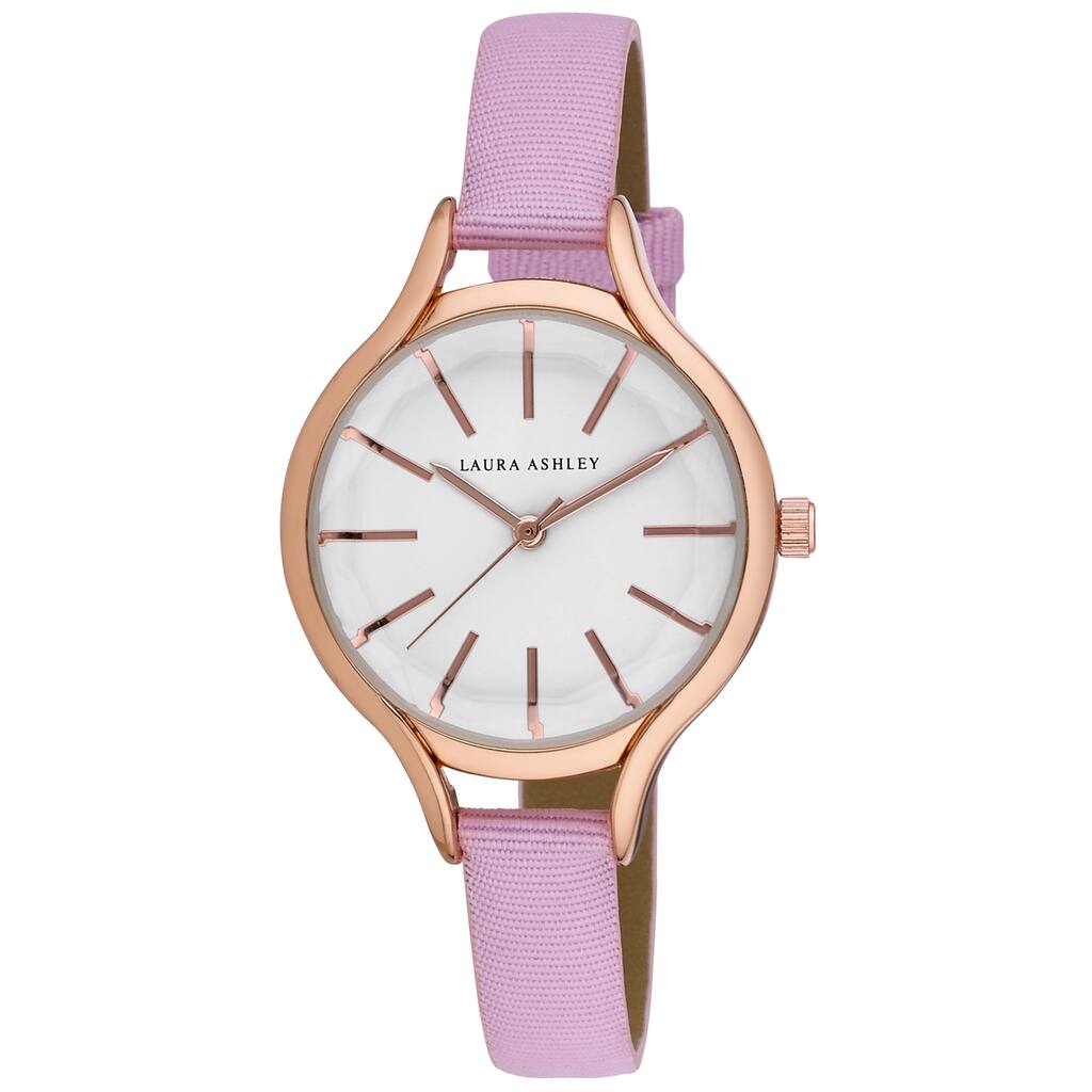 Laura Ashley Women's Bubble Case Canvas Strap Watch 32mm - Overstock ...