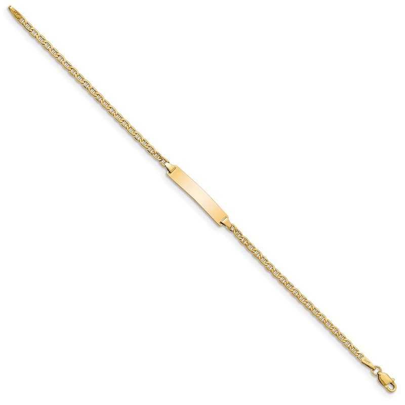 Curata 14k Yellow Gold 4.5mm Semi Solid Mariner Anchor ID Bracelet Options: 7" 8"