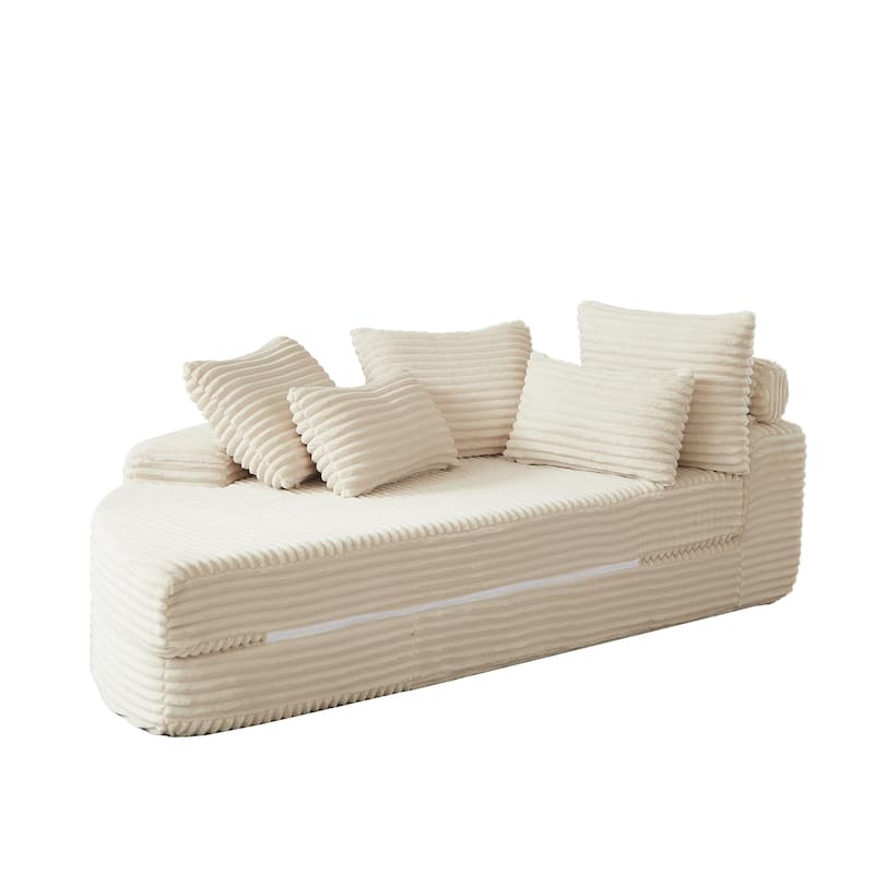 78.5-Inch Corduroy Semi-Circular 2-in-1 Sofa Bed,Designer Recliner with Pillow