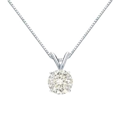 Auriya 14k Gold 3/4ctw Round Solitaire Diamond Necklace (J-K, I1-I2)