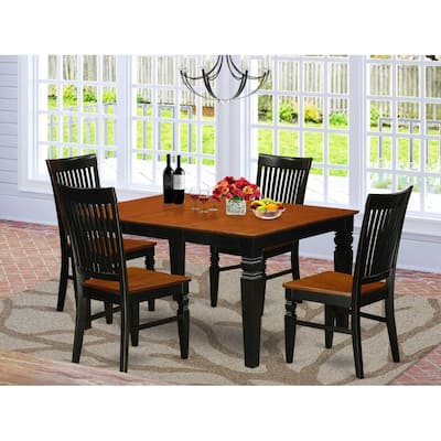 Modern 5 Piece Dining Set - Kitchen Table & 4 Chairs - Black Cherry Finish - 42x60 Inch Rectangle Table