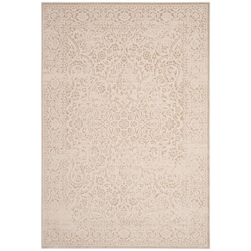 SAFAVIEH Noble Carlota Modern Oriental Polyester Rug - 5'1" x 7'6" - Beige/Ivory