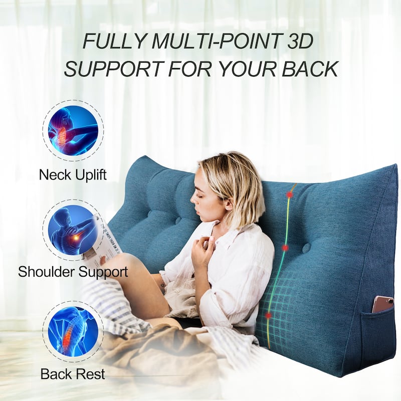 WOWMAX Bed Rest Wedge Reading Pillow Headboard Back Support Cushion