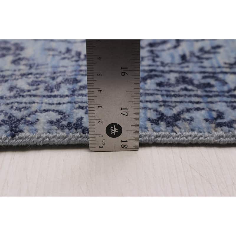 ECARPETGALLERY Hand-knotted Heritage Light Denim Blue Silk, Wool Rug - 5' 11" x 9'