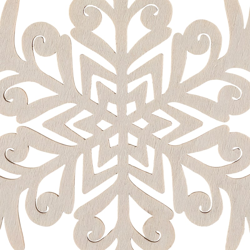 Snowflake Shaped Wooden Cut-Out Christmas Ornaments - 4.75" - White - Set of 4