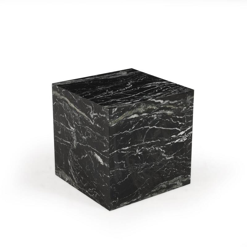 Square Marble Side Table - 18" - Black and White