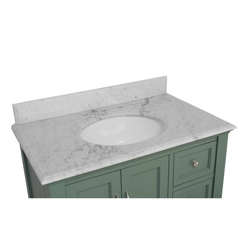 KitchenBathCollection Beverly 36" BathroomVanity w/ Carrara Marble Top