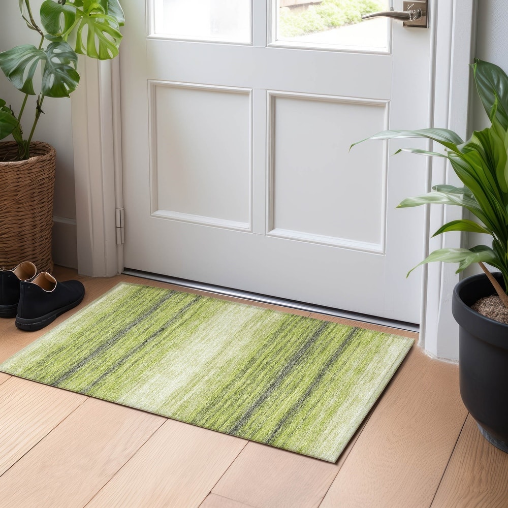 Machine Washable Indoor/ Outdoor Ombre Stripe Chantille Rug