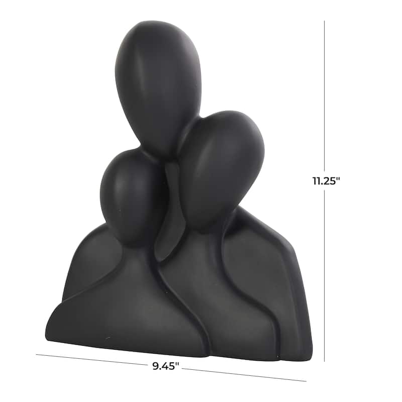 Polystone People Nesting Family 3 Head Decorative Sculpture - Black - Roche River Decor