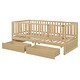 preview thumbnail 74 of 118, Roomfitters Twin Size Wood Daybed with Fence Guardrails, 2 Storage Drawers, Convertible Floor Bed, and Built-In Shelving