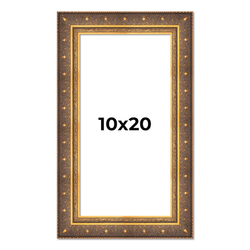 10x20 Frame Gold Real Wood Picture Frame inches Interior Frame Depth 1 inches Museo Bronze Ornate Photo Frame with UV Acrylic