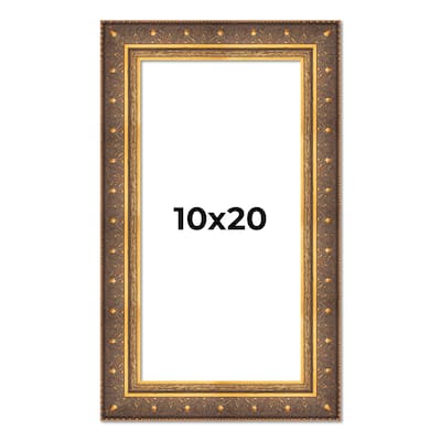 10x20 Frame Gold Real Wood Picture Frame inches Interior Frame Depth 1 inches Museo Bronze Ornate Photo Frame with UV Acrylic
