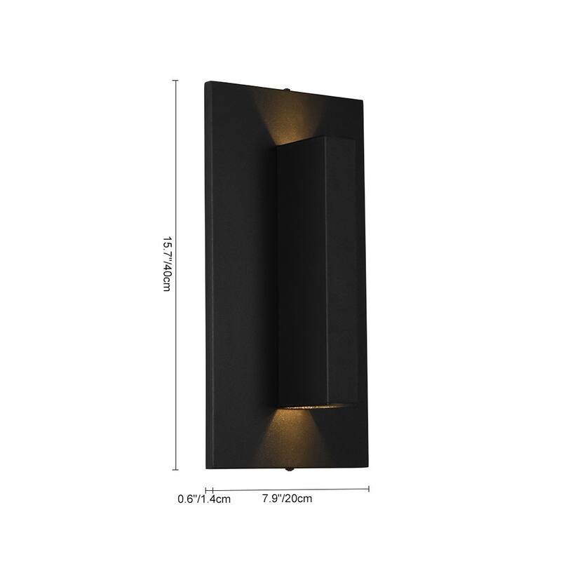 Dimmable LED Dual-opening Rectangle Block Exterior Wall Sconce - 7.9 in