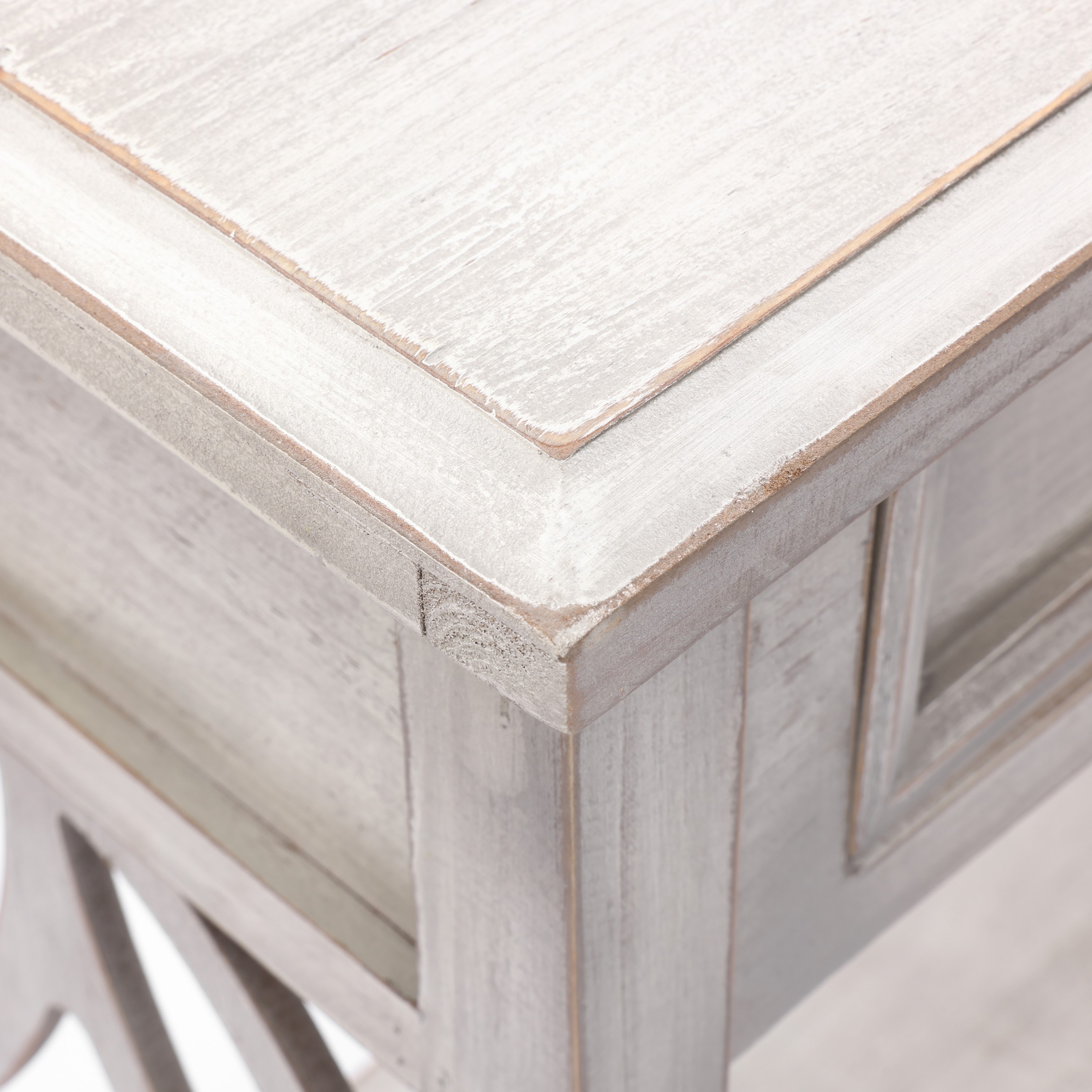 Grey Washed Wood 2-Drawer 1-Shelf Console and Entry Table - 32.7" H x 47.2" W x 13.8" D