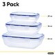 preview thumbnail 1 of 3, 3 Pack Shallow Rectangular Sealed Containers - 20 oz., 36 oz.,64 oz.