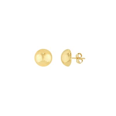 Curata 10k Yellow Gold 10mm Half Ball Post Earrings