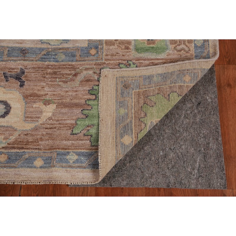 Hand Knotted Oriental 100% Wool Carpet Transitional All-Over Beige & Ivories Oushak Area Rug - 9' 9'' X 8' 1''
