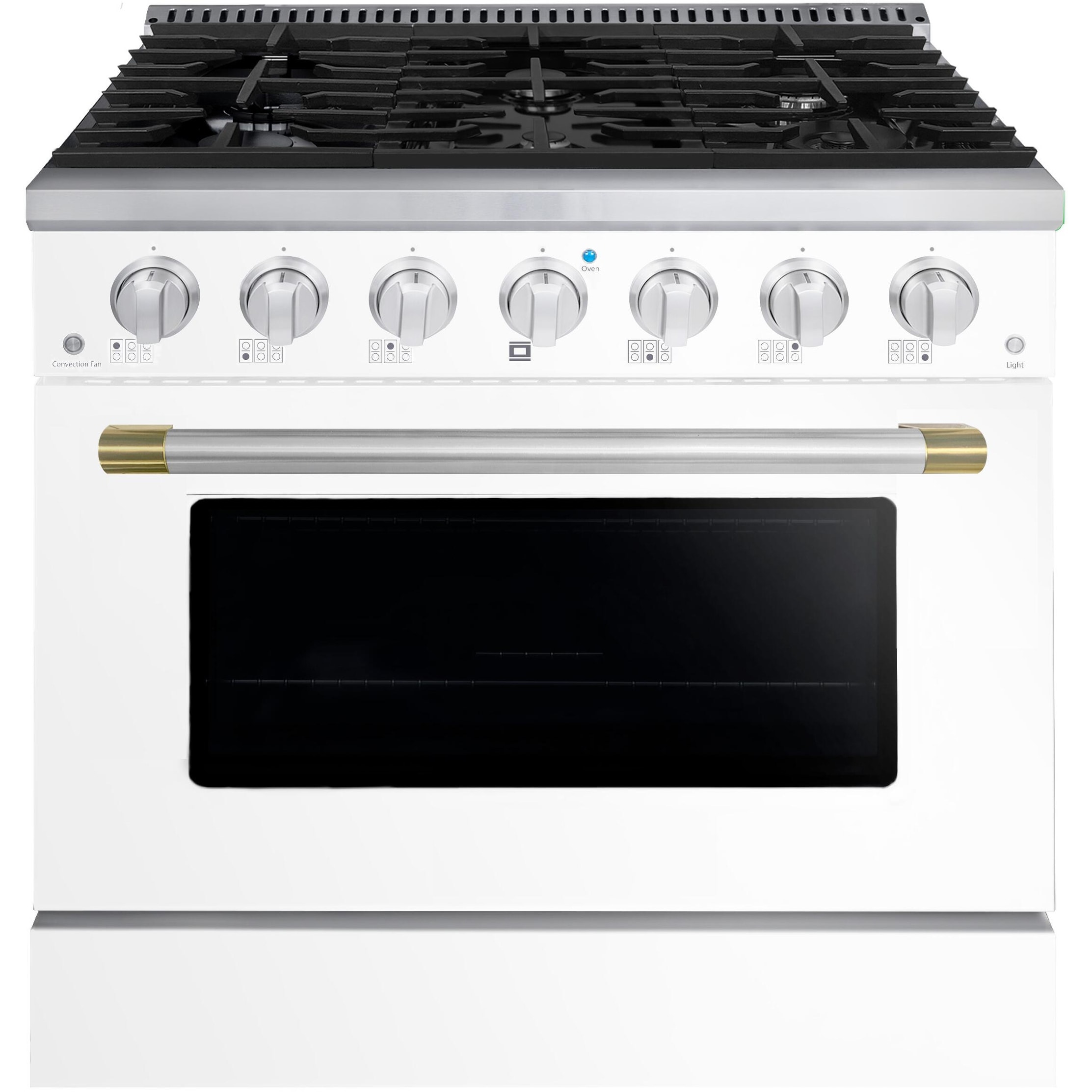 Forte 36 Inch Range in White with Stainless Steel Trim Option 1
