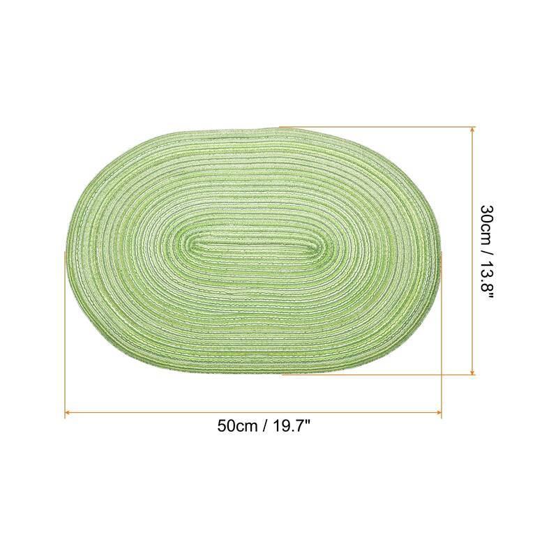 6pcs Oval Braided Placemats 19.7" Non-Slip Washable Oval Table Mats - Green