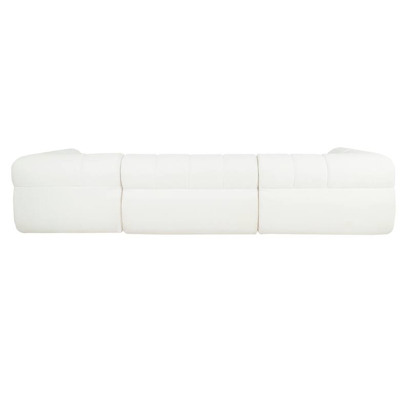 122" Modern L-Shaped Sectional Sofa Set, Beige, Foam & Polyester