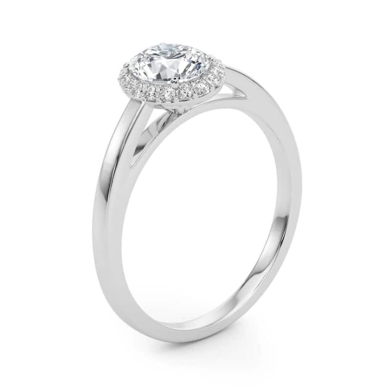 Auriya 14k White Gold Lab Grown Oval Diamond Halo Engagement Ring 0.50 to 5.00 ct. tw. (F-G VS)