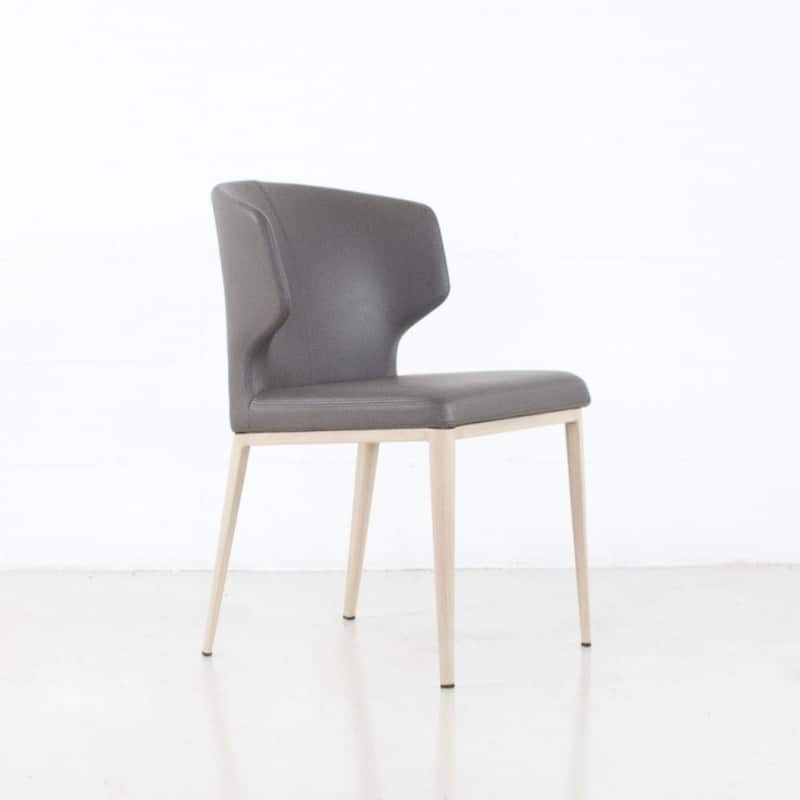 Cabo Mid-century Modern Faux Leather Wingback Dining Chair - Natural Imprint Base - Charcoal