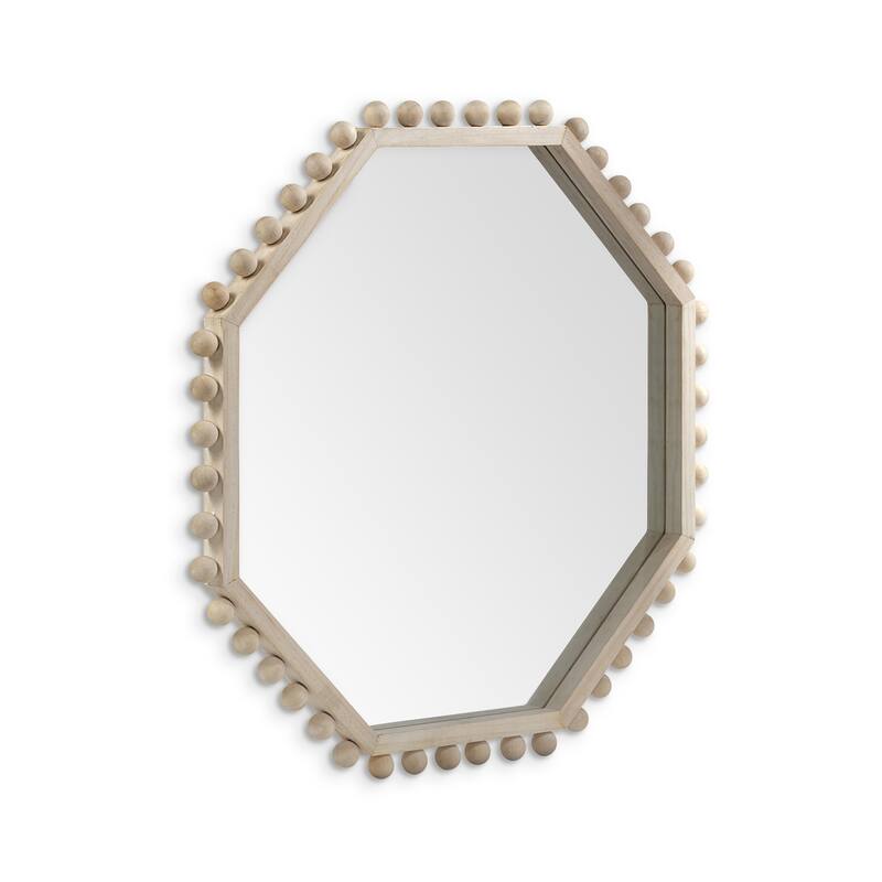 HomeRoots 32" Octagon Natural Wood Frame Wall Mirror
