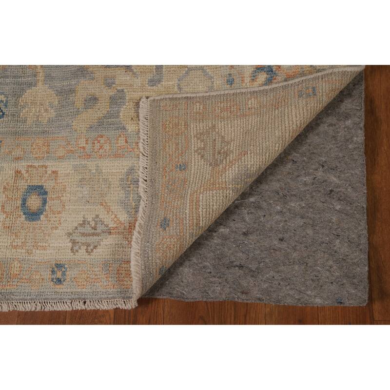 Vegetable Dye Oushak Turkish Rug Handmade Bedroom Grey Wool Carpet - 4'2"x 6'11"