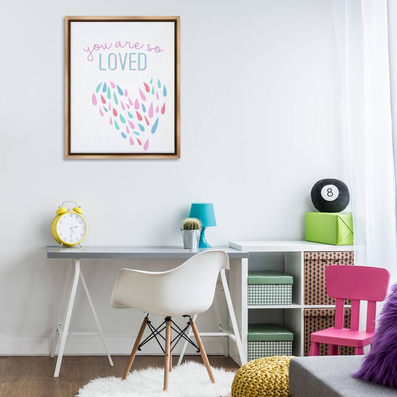 Stupell So Loved Abstract Heart Framed Floater Canvas Wall Art Design By Kim Allen